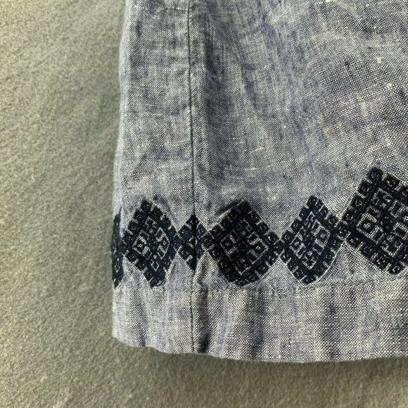 Artisan 100% Linen Embroidered Shift Dress Womens 4 Boho Hippie Beach Wedding - Picture 7 of 12